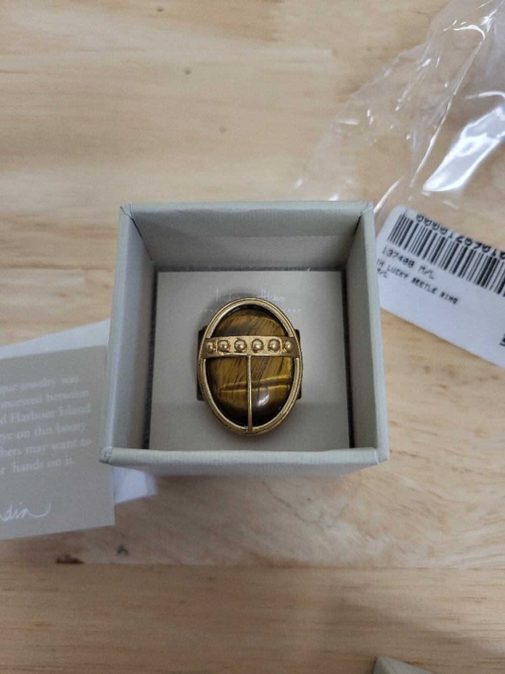 India Hicks Lucky Beetle Ring, M/L GOLD NIB Retired Item HTF